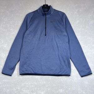 Nike Dri Fit Sweatshirt Mens Size Medium Blue Fleece 1/4 Zip Pullover 932041-471